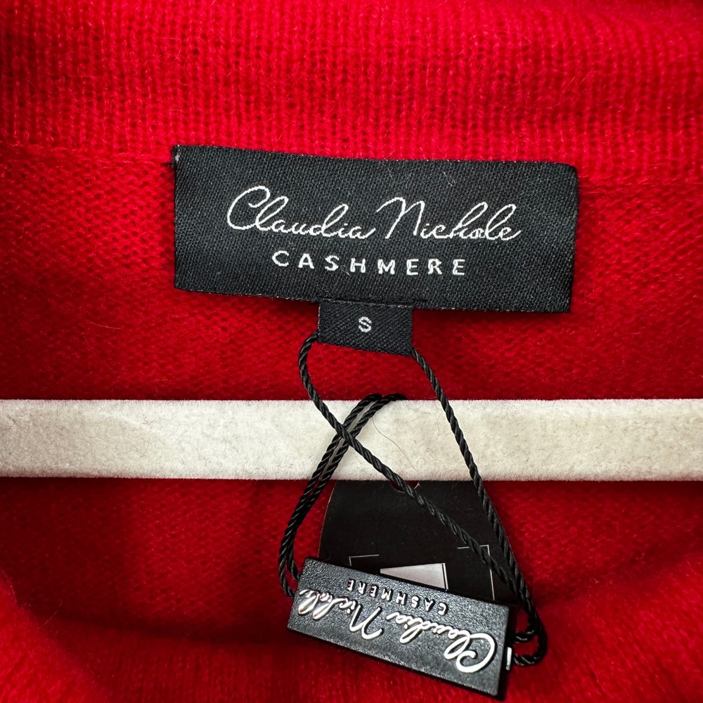 Claudia Nichole Cashmere Red Cowl Neck Sweater Size Small - Picture 3 of 9